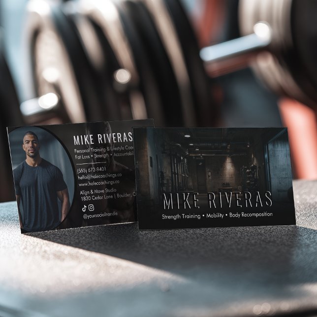 Cartão De Visita Modern Strength Training Fitness Coach Personal (Modern Strength Training Fitness Coach Personal Business Card)