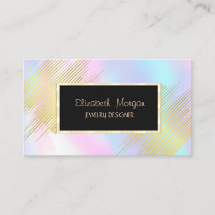Cartão De Visita Modern Stripes, Designer de Joias Holográfico de F