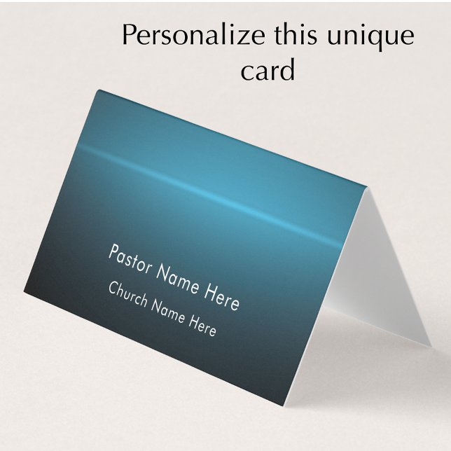 Cartão De Visita Modern Stylish Custom Text Christian Church Pastor (Personalize this unique modern blue turquoise business card template. Stylish pastor contact card.)