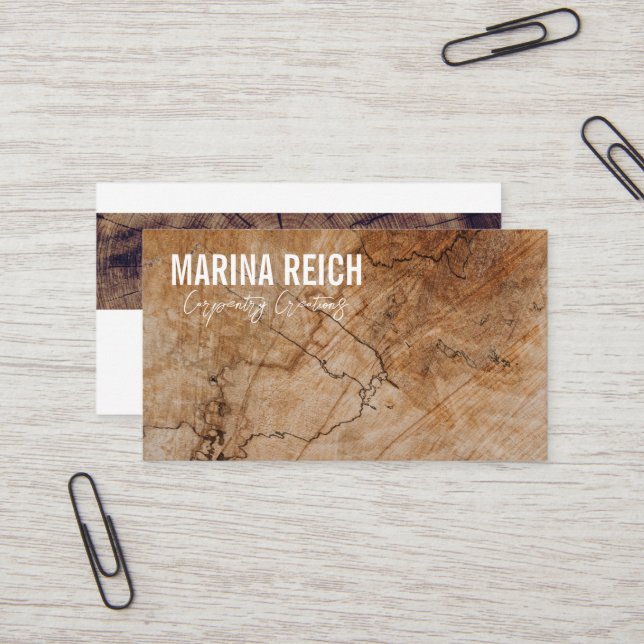 Cartão De Visita modern stylish woodworkers Business Card (Frente/Verso In Situ)