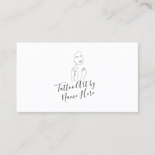 Cartão De Visita Modern Tattoo script typography Logo (Frente)