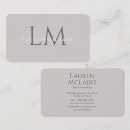 Cartão De Visita Modern Taupe Gray Monogram Business Card