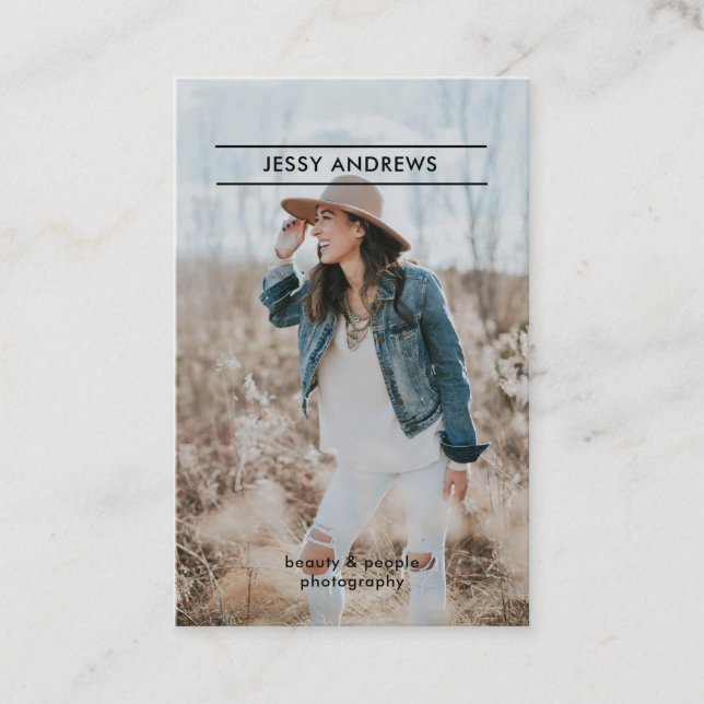 Cartão De Visita Modern Trendy Foto Visitenkarte (Frente)