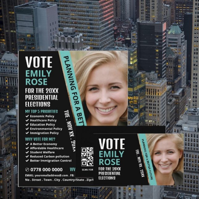 Cartão De Visita Modern Trendy Política Campaigner (Criador carregado)