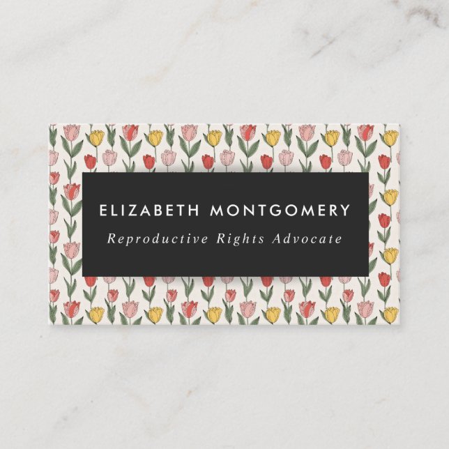 Cartão De Visita Modern Tulip Floral Pattern Soft Botanical Spring (Frente)