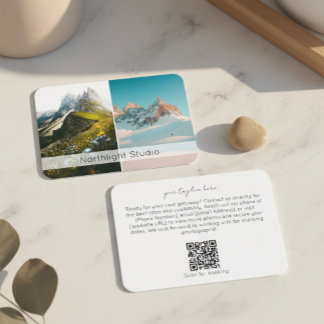 Cartão De Visita Modern Two Photo Photography QR Code Camera