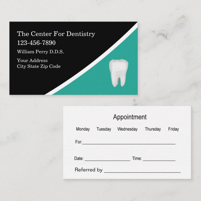 Cartão De Visita Modern Unique Dentist Appointment Business Cards (Frente/Verso)
