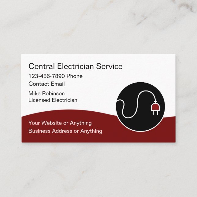 Cartão De Visita Modern Unique Electrician Business Cards (Frente)