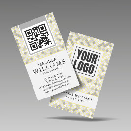 Cartão De Visita Modern Vertical Yellow & Gray Geometric