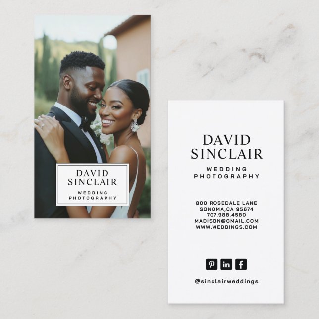 Cartão De Visita Modern Wedding Photographer Photo Business Card (Frente/Verso)