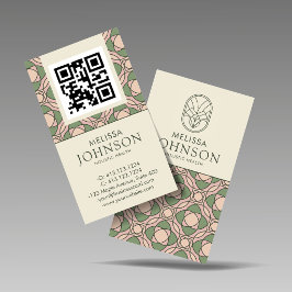 Cartão De Visita Modern Zen Holistic Health QR Code Business Card
