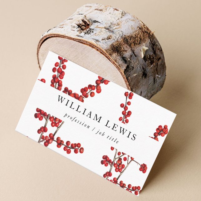 Cartão De Visita Moderna Berries Vermelhos com Cor de Água Simples (Criador carregado)