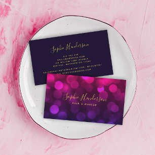 Cartão De Visita Moderna caligrafia Luzes azuis magenta