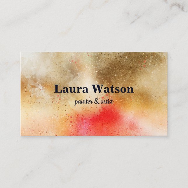 Cartão De Visita Moderna Cor de Água Púrpura Personalizada (Frente)