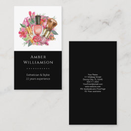 Cartão De Visita Moderna Cor de Água Rosa Maquieira Artista Girly C