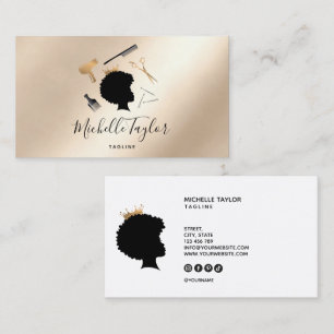 Cartão De Visita Moderna Elegante Hairstylist Mulher Afro-Americana