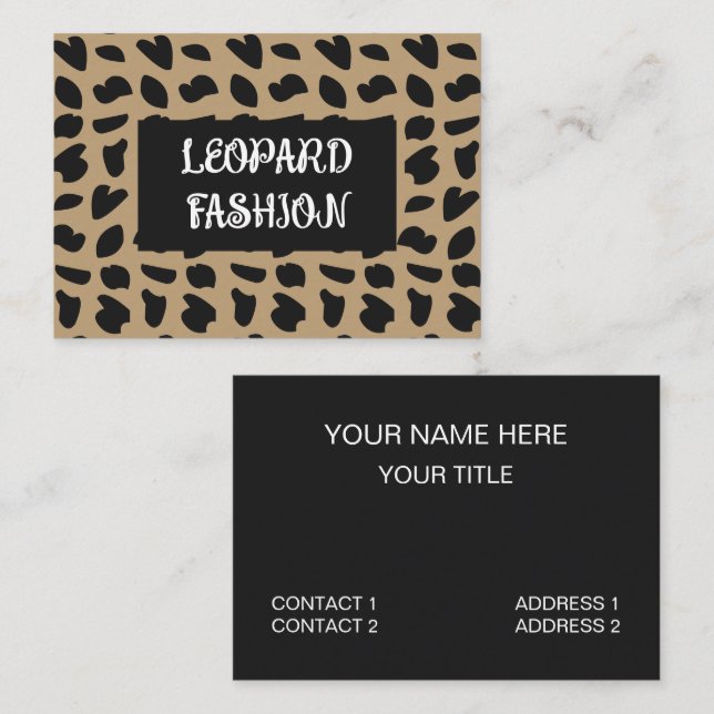Cartão De Visita Moderna Moda Leopardo Padrão Leopardo (Frente/Verso)