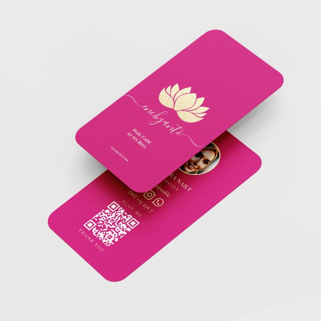 CARTÃO DE VISITA MODERNA NAIL ARTIST NAIL TECH BEAUTY SALON PINK (Criador carregado)