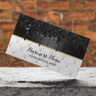 Cartão De Visita Moderna Negra Faux Glitter Drivers Luxury Salon Sp