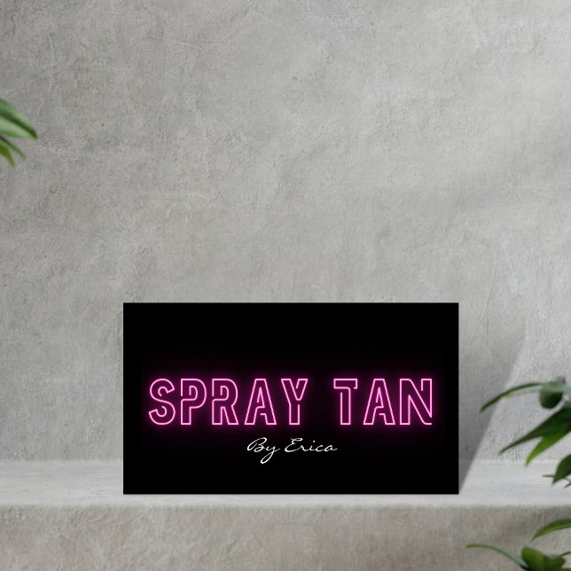 Cartão De Visita Moderna Tendência Rosa Neon Spray Tanning (Criador carregado)