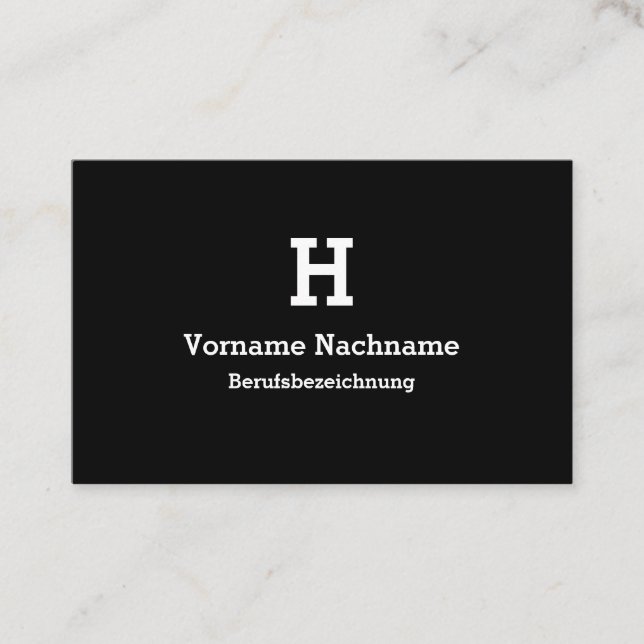 Cartão De Visita Moderne Schwarze Initialien Vorlage Visitenkarte (Frente)
