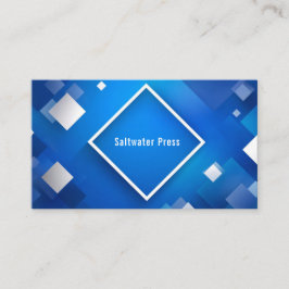 Cartão De Visita Moderno Abstrato Geométrico Diamante Azul Branco