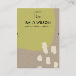 CARTÃO DE VISITA MODERNO ABSTRATO VERDE LIMÃO KRAFT NECKLACE EXIBIR