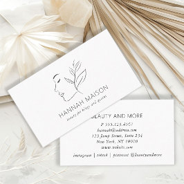 Cartão De Visita Moderno, Arte em Linha, Mulher, Folha, Salão, Bran