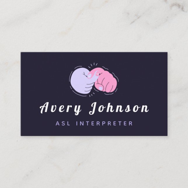 Cartão De Visita Moderno ASL Sign Language Instrutor Translator Div (Frente)