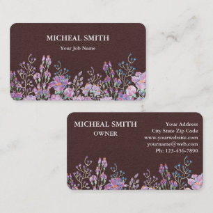 Cartão De Visita Moderno Boho Floral Kraft