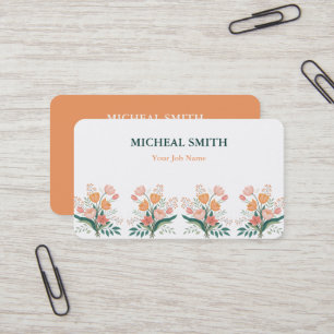 Cartão De Visita Moderno Boho Floral Kraft