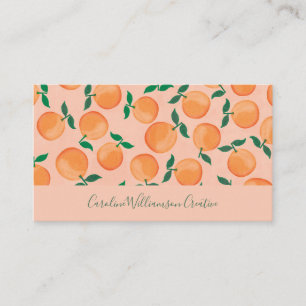 Cartão De Visita Moderno Boho Rosa Citrino Laranjas Fruta Script