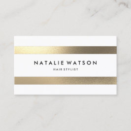 Cartão De Visita Moderno branco das listras Dourados ásperas