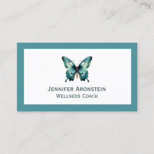 Cartão De Visita Moderno Chic Elegante Borboleta Teal