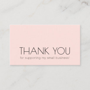Cartão De Visita Moderno Chic Tipografia Minimalista Obrigado Rosa