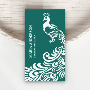Cartão De Visita Moderno Chique Elegante Azul Turquesa e Branco Pav