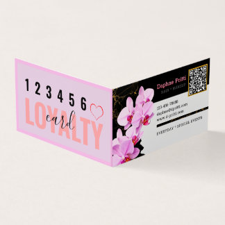 Cartão De Visita Moderno, Código QR Personalizado, Orquídea, Mármor