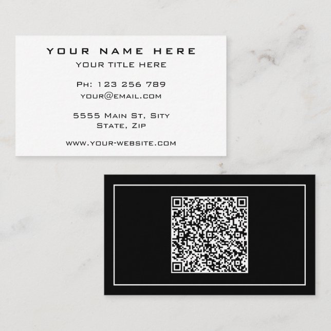 Cartão de visita moderno com código QR - suas core (Frente/Verso)