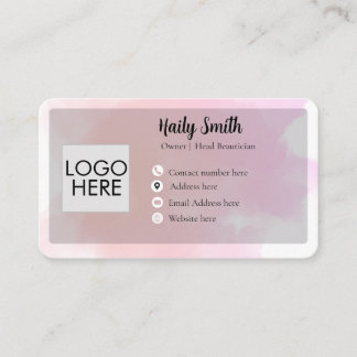 Cartão de visita moderno com gradiente rosa pastel