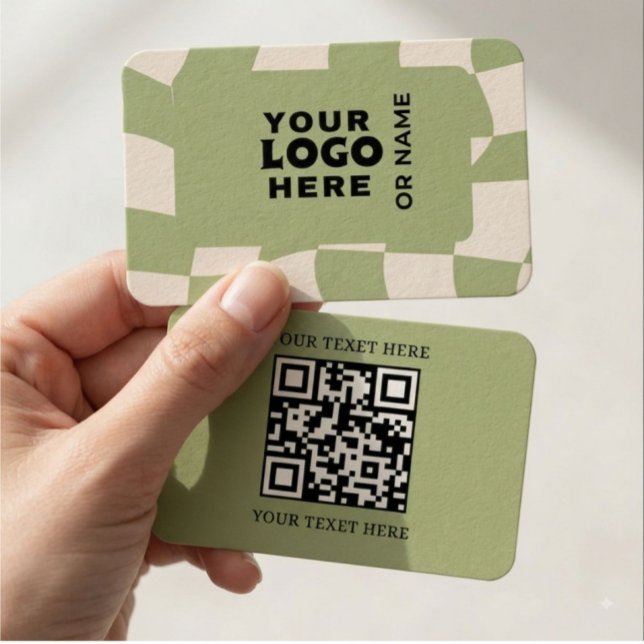 Cartão de Visita Moderno com QR Code | Verde Minim (Criador carregado)