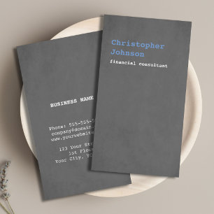 Cartão De Visita Moderno Consultor Azul Cinza Textura Simples