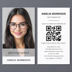 Cartão De Visita Moderno de Fotografia de Código QR de Fotógrafo Mi