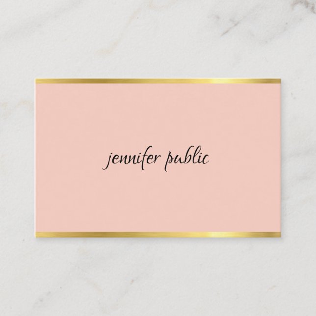 Cartão De Visita Moderno De Manuscrito Cursivo E Rosa Elegante E Do (Frente)