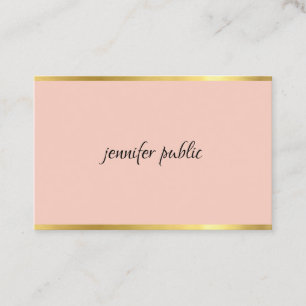 Cartão De Visita Moderno De Manuscrito Cursivo, Rosa E Dourado, Ele