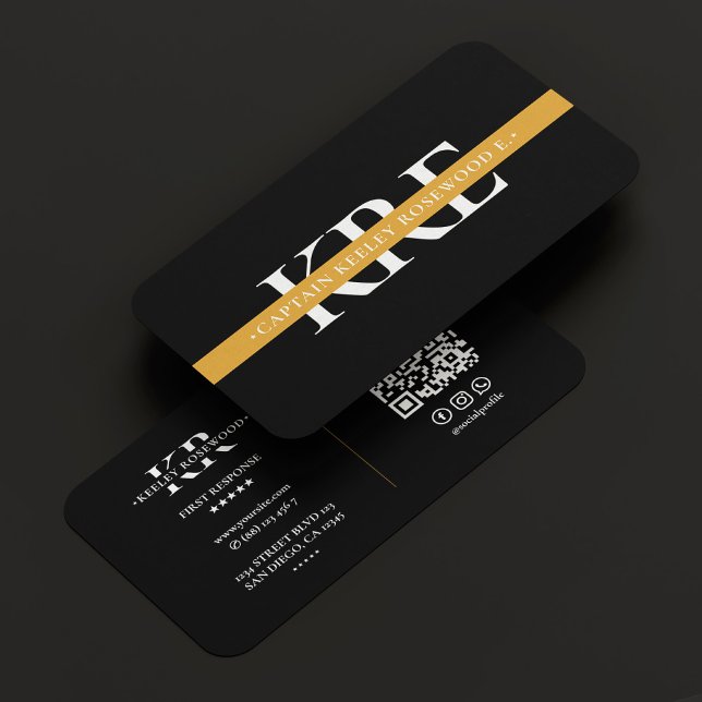 Cartão De Visita Moderno de Recuperação do Dispatcher de Linha Amar (Thin Yellow Gold Line Dispatcher Rescue Modern Business Card
)