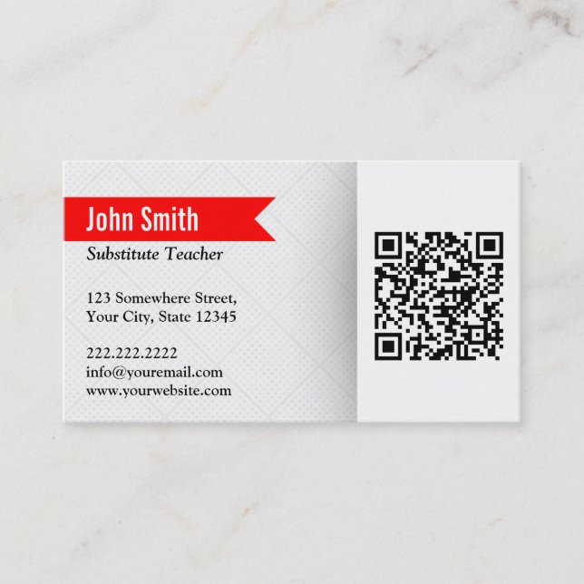 Cartão de visita moderno do professor Substitute (Frente)
