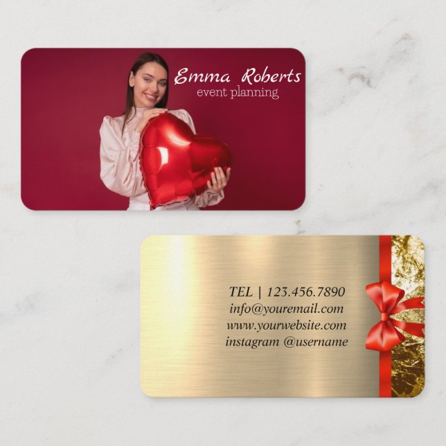 Cartão de visita moderno dos balões brancos e rosa (Frente/Verso)