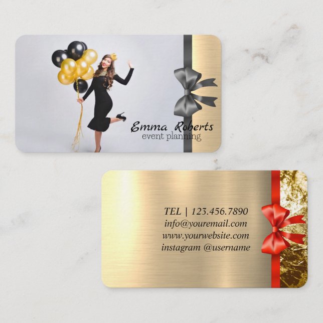 Cartão de visita moderno dos balões brancos e rosa (Frente/Verso)