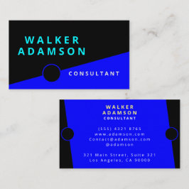 Cartão De Visita Moderno Elegante Azul e Preto