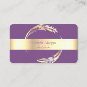 Cartão De Visita Moderno Elegante Círculo Violeta, Dourado